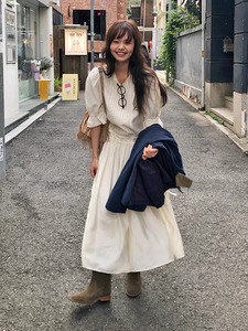 韩国 东大门 basquiat 蕾丝边短袖连衣裙