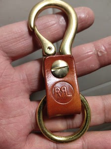 手工植鞣革黄铜钥匙扣非日本天神阿美咔叽复古钥匙扣