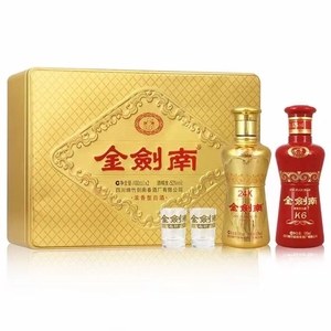 【酒版礼盒】52度金剑南24K 金剑南K6礼盒 100ml*2瓶 浓香型白酒