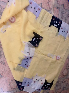shine萱子围巾丝巾领巾，黄色动物图案，100%羊毛，长度