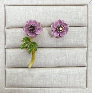法国LesNereides紫色银莲花不对称耳环