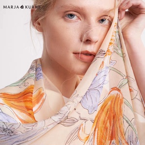 Marja 真丝缎条绡，雪纺大长巾