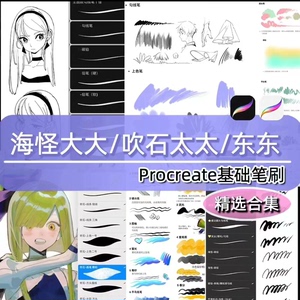 Procreate笔刷合集，海怪笔刷、吹石笔刷、东东笔刷东隆