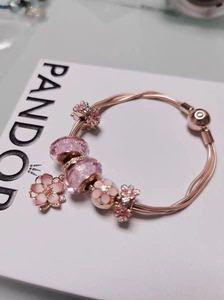 【新品】Pandora潘多拉手链樱花花瓣玫瑰金吊坠925纯银
