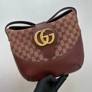 98新 Gucci 古奇 Arli 老花拼皮 马鞍包 单肩斜