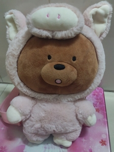 MINISO裸熊公仔女生娃娃生日礼物  背包款 （猪造型-棕