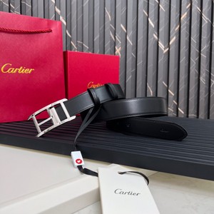 Cartier卡地亚镀钯饰面针扣式皮带腰带