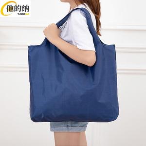 新款折叠便携手提纯色买菜学生大容量布兜单肩旅游购物环保袋包邮
