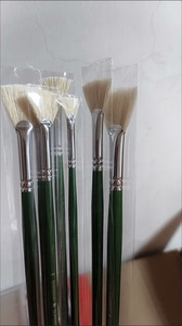 【全新特价】毕加索扇形笔绿杆猪鬃毛扇形油画笔马蒂斯水粉笔扇形