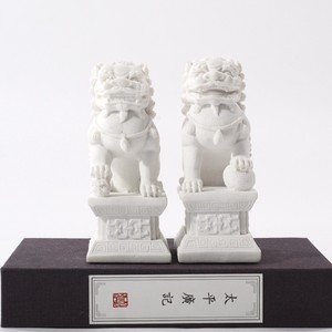 中式创意树脂砂岩石狮子摆件书房书架客厅酒柜玄关办公桌软装摆设