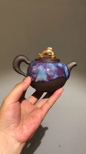 台湾许旭伦钧瓷壶手工茶壶陶壶二次烧茶壶