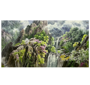 朝鲜国画117*65cm 宋明珠作品《春天的金刚山》