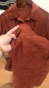欧货时尚套装女夏季设计感天丝棉气质红色衬衫短袖衬衣短裤两件套
