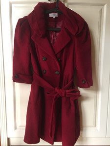 卓雅旗下艾薇aivei 红色羊毛大衣外套裙摆式