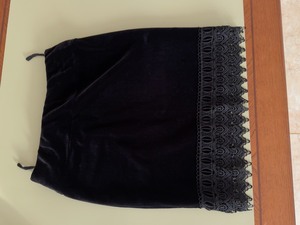 丝绒带衬里半裙，正黑色，带弹力，155/62A，裙长48厘米