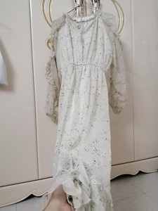 日本代购sly欧阳娜娜同款m家雪纺褶边连衣裙 组合形式：单件