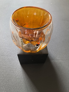 星巴克万圣节橘色猫爪杯双层玻璃橘猫玻璃杯耐冷耐热6oz 全新
