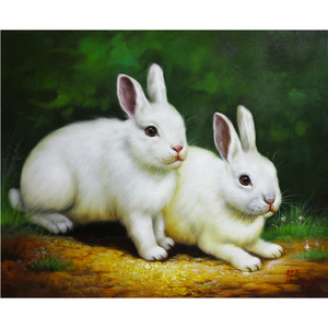 一级画家 金莲美《兔子》 装饰收藏 精品油画拍卖G1200