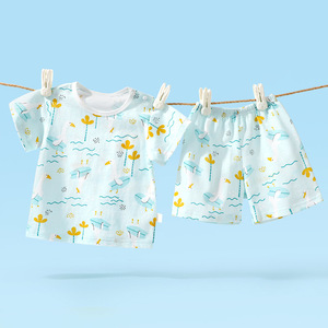 宝宝短袖套装夏季薄款婴儿衣服棉款男女儿童夏天短裤两件套夏装