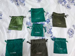 LAMER海蓝之谜绿色丝绒袋抽绳束口袋收纳袋