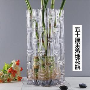 花瓶富贵竹专用特大号方形玻璃透明高50cm大号客厅摆件水培落地