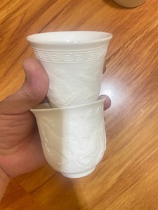 陶瓷杯 大白杯子 雕刻款 非常大气 喝茶喝水都行 100毫升