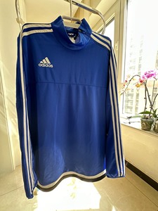 正品阿迪达斯Adidas春秋长袖足球训练服，半高领，斜拉链设