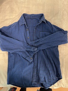 优衣库蓝色格子法兰绒衬衫 八成新  尺寸150