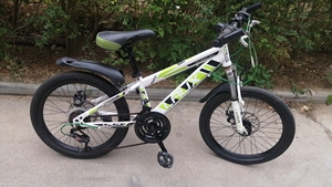 雷克斯自行车20寸21速6-10岁铝合金双碟刹儿童山地车青少