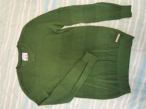 斯莱德薄款绿色针织衫，修身款，170 92A，每隔一条中间有
