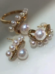 Akyoa日本珍珠耳环戒指 定制 Mikimoto 御木本