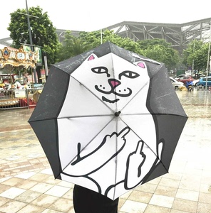 全新潮流中指猫雨伞，遮阳伞，创意雨伞，贱猫雨伞。直径103c