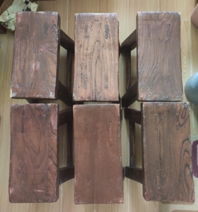 老榆木板凳六个。尺寸：长40厘米*高40厘米”宽20厘米。几