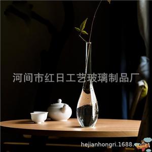 日式玻璃透明小花瓶禅意插花水培养花器茶桌台面摆件玉净瓶观音瓶