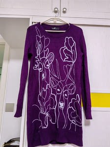 帕罗女士100山羊绒衫中长款。深紫色。95码。衣长80，胸围