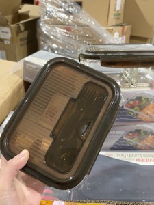 乐扣乐扣两分隔玻璃饭盒保鲜盒1020毫升LLG447带餐具叉