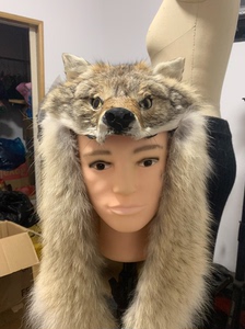 进口北美狼皮帽子，仿真定型狼头～定制品售出不退，提供终身质保