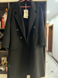 三彩双面绒黑色经典韩系大衣