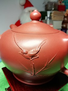 紫砂壶 美术工艺师汪寿堂手工制作大器型朱泥花壶，容量大约28