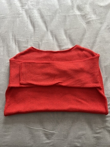 Amass阿玛诗红色全棉毛衣，中袖，专柜正品：
