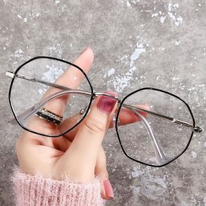 网红八角形眼镜成品近视眼镜框个性多边形防蓝光平光镜厂家