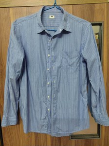 闲置优衣库长袖衬衫，蓝色细条纹，S165/84A。