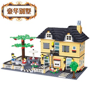 万格34051-34053建筑别墅模型塑料玩具益智拼装积木