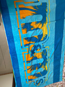 蓝色M豆棕榈树沙滩巾 全新带标签