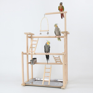大型实木鹦鹉互动架 鹦鹉训练站架子 秋千吊环爬梯鸟玩具 游戏架