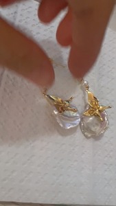 天然巴洛克珍珠耳环 新中式 钻石是洛桑石 很灵动 独一无二的