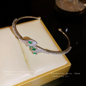 2024新品镶钻锆石蛇形开口手镯韩国轻奢设计感手环时尚气质高级感