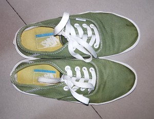 Vans安纳海姆绿色小草莓帆布鞋