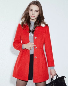 衣香丽影165/88A修身中长款毛呢大衣羊毛大衣红色，很少穿