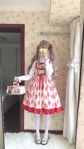 【出】原创设计  草莓塔lolita轻lo连衣裙吊带裙jsk